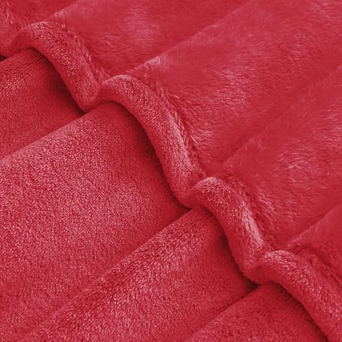 Fleece Blanket Soft Plush Oversized Bed Blanket Red 120"x120" (Red / Oversized King(120"x120"))