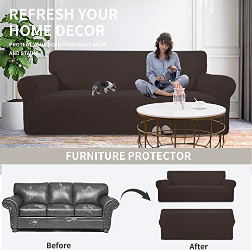 Stretch Oversized Loveseat Couch Covers Washable Chocolate (Medium-XL Loveseat / Chocolate)
