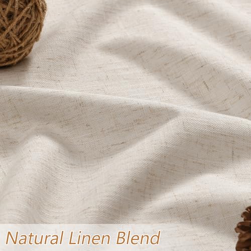 100% Blackout Linen Curtains 63 Inch Length 2 Panels Set for Living Room Bedroom Back Tab Thermal Insulated Black Out Drapes Room Darkening Farmhouse Style for Bedroom Window Curtains 52x63 (Linen / 52"W x 63"L (Pack of 2))