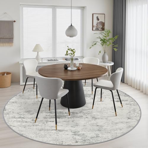 Round Area Rug Living Room (Grey White / 6' (Round))