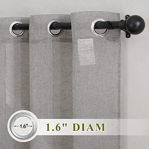 Living Room Sheer Linen Curtains for 84 inch Length 2 Panels Set (70"W x 84"L (Pack of 2) / Charcoal Grey)