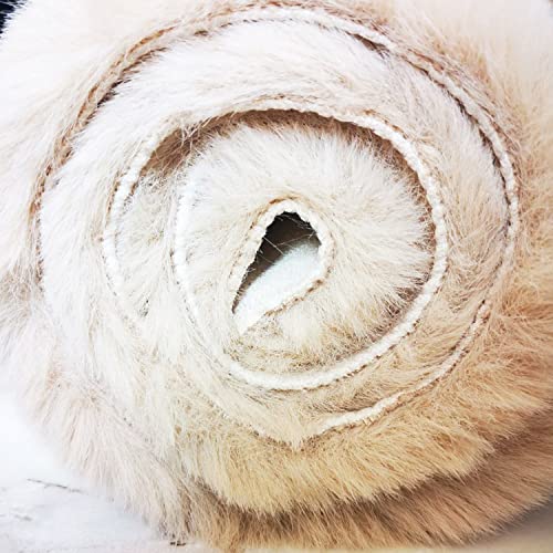 Faux Rabbit Fur Round Rug 6ft Light Brown Beige Round Rugs for Bedroom Decor Fluffy Area Rugs for Living Room (Beige / 6' (Round))
