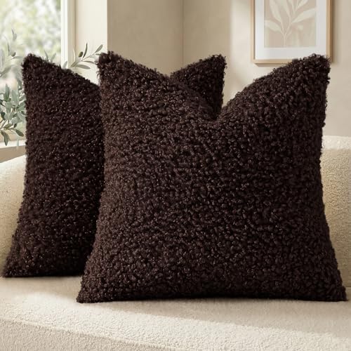 Sherpa Decorative Throw Pillow Covers 26x26 Set of 2 Chocolate (Chocolate / 26" x 26" (Pack of 2))
