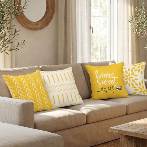 Pillow Covers 22x22 Set of 4 (A-yellow / 22" x 22" (Pack of 4))