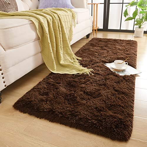Soft Runner Rug for Bedroom Living Room Plush Fluffy Rug 2x6 (Coffee / 2' x 6' (Rectangular))