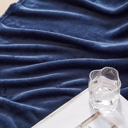 Soft Fleece Blanket Queen Size for Bed (Navy Blue / Queen (90" x 90"))