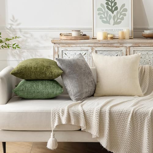 Decorative Couch Throw Pillow Covers 20x20 Inch Sage Green 2 Pack (20" x 20" (Pack of 2) / Sage Green)