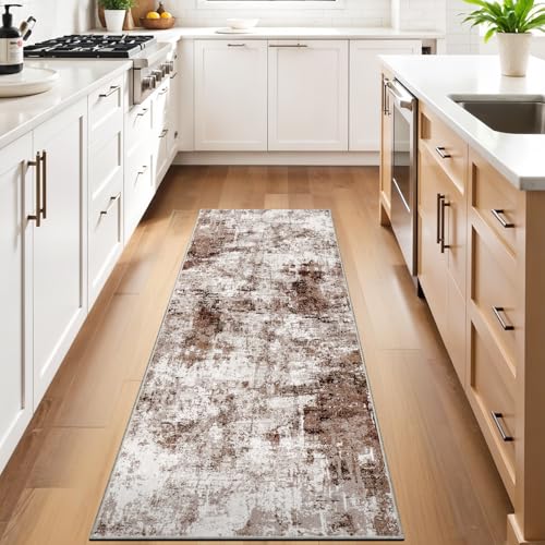 2x8 Washable Runner Rugs for Hallway (Brown/Khaki/White / 2' x 8' (Runner))