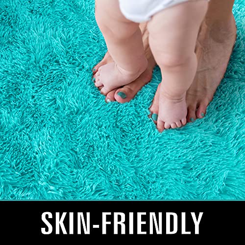 Super Soft Shaggy Rugs Fluffy Carpets (4' x 6' (Rectangular) / Blue)