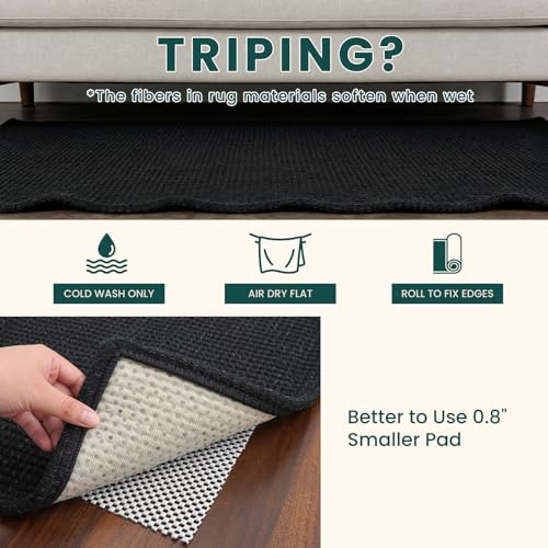 Runners for Hallways 2x6 ft Washable Kitchen Runner Non Slip Rubber Backed Hall Runners Cotton Entryway Runner Rugs Floor Carpet for Indoor Backdoor Bedroom Kitchen (Black/Dark Grey / 2' x 6' (Runner))