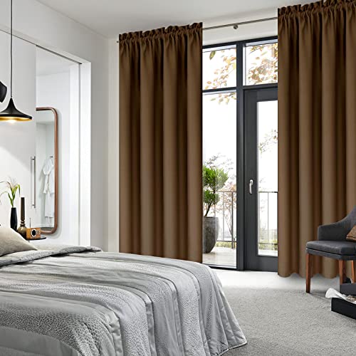 Blackout Curtains for Bedroom Living Room 42 x 84 Inch Long Brown (Brown / 42"W x 84"L (Pack of 2))