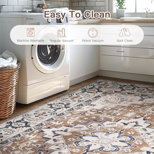 8ft Round Area Rugs for Living Room (Floral Brown / 8' (Round))
