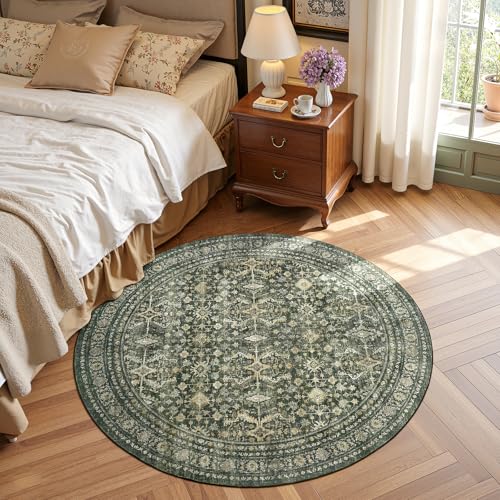 4ft Area Rugs for Living Room Bedroom (Green / 4' (Round))