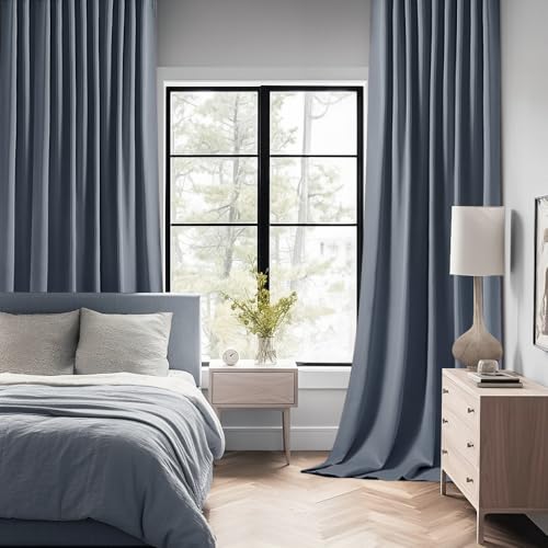 Stone Blue Back Tab Blackout Curtains 52x120 Inch Long 2 Panels Set (Stone Blue / 52"W x 120"L (Pack of 2))