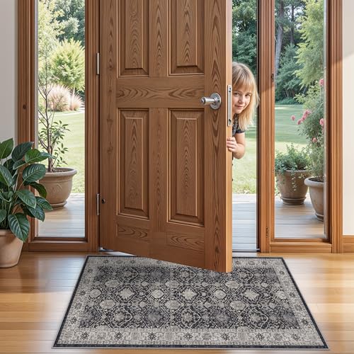 Entryway 2x4 Washable Area Rug (2x4 / Black/Navy)