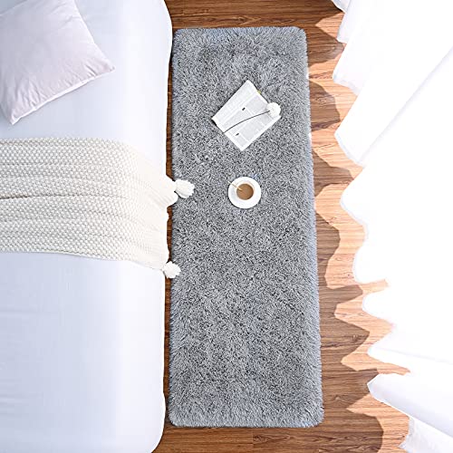 Soft Runner Rugs for Bedroom Living Room Plush Fluffy Rug 3x10 (Grey / 3' x 10' (Runner))