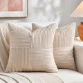 2 Packs Tan Decorative Throw Pillow Covers 18x18 Inch for Living Room Couch Bed (Tan / 18" x 18" (Pack of 2))