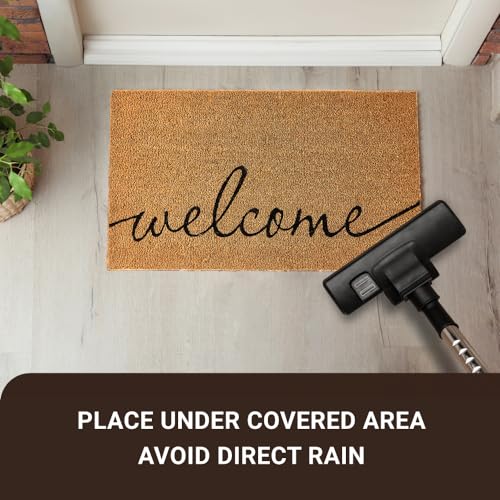 Coco Coir Door Mat with Heavy Duty Backing (Welcome1 - 2pack)