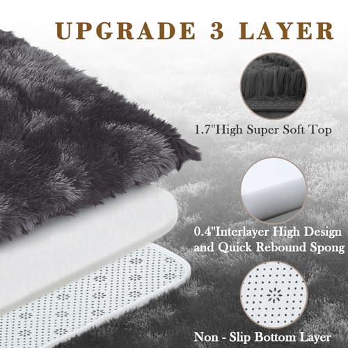4x6 Area Rugs for Bedroom (Dark Grey Tie-dyed / 4' x 6' (Rectangular))