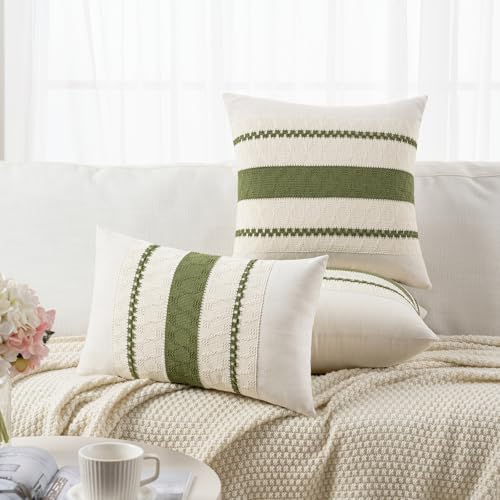 Set of 1 Boho Moss Green Euro Decorative Throw Pillow Cover 26x26 Inch for Couch Bed Bedroom (26" x 26" (Pack of 1) / Moss Green)