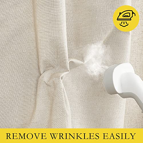 Linen Blackout Cold Blocking Curtains 63" Long for Classroom (42"W x 63"L (Pack of 2) / Beige)