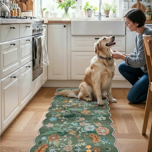 2x5 Washable Kitchen Area Rug (2' x 5' (Rectangular) / Green/Floral)