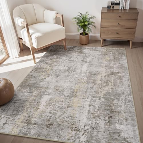 3 x 5 Rug Small Non Slip Area Rug Ultra Soft Machine Washable Low Pile Modern Abstract Area Rugs for Bedroom Living Room Entryway Kitchen Bedside (Beige / 3' x 5')