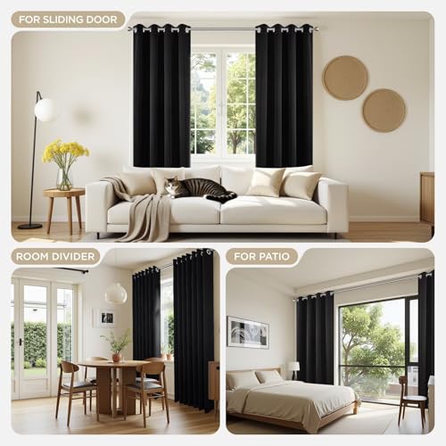 Blackout Curtains 108 Inches Long 2 Panels Set (Black / 37"W x 108"L (Pack of 2))