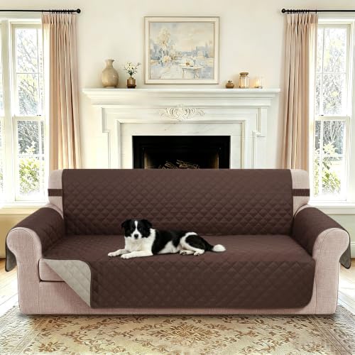 Reversible Sofa Cover for 3 Cushion (Chocolate/Beige / Sofa L - Large (68''))
