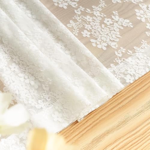 Vintage Lace Curtains 120 Inches Long (Ivory / 52"W x 120"L (Pack of 2))