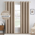 100% Blackout Linen Curtains for Bedroom 52x90 Inches Copper Brown (Copper Brown / 52"W x 90"L (Pack of 2))