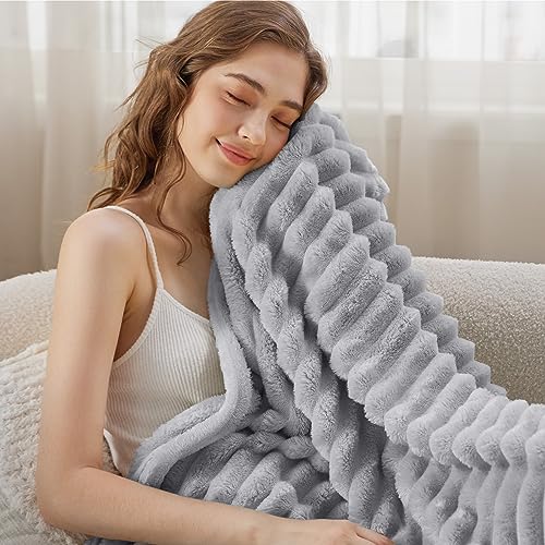 Soft Twin Blanket for Bed Decor Gifts Light Grey 60"x80" (Light Grey / Twin)