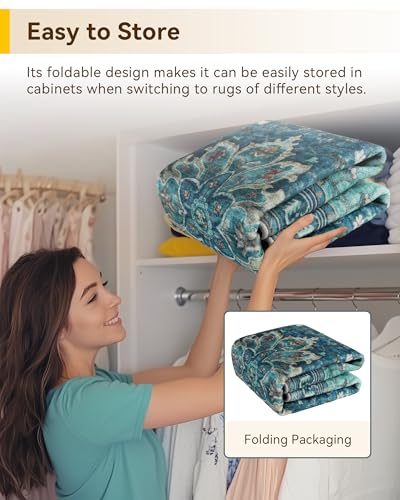 Washable Area Rug (Teal / 6' (Round))