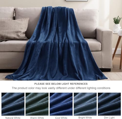Fleece Blanket Soft Plush Throw for Couch Navy 50"x70" (Navy / Throw XL(50"x70"))