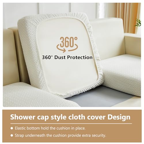 Couch Cushion Covers for Sofa Couch Covers Wear (Texture-cream White / Extra Large Single Seat Cover)