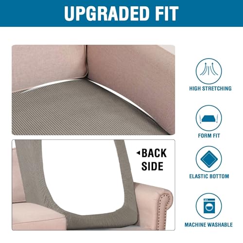 Super Stretch Individual Chaise Cover Sectional Couch Covers for L Shaped Sofa Both Left (Taupe / Chaise Cover)