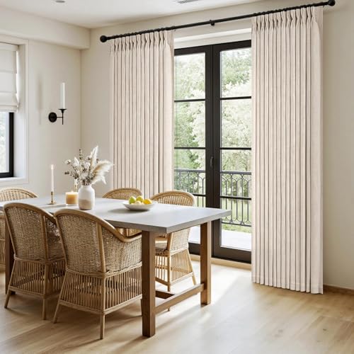 Pinch Pleated Linen Curtains 90 Inches Long 2 Panels Cream Ivory (Linen / 40"W x 90"L (Pack of 2))