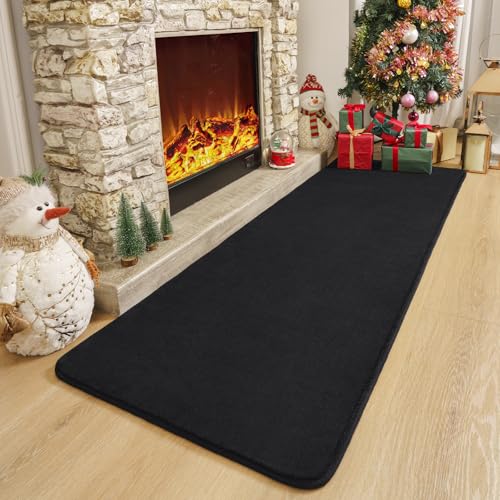 Modern Soft Hallway Runner Rug (2' x 10' (Runner) / Black)