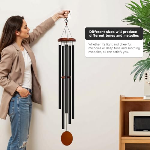 60" Aluminum Wind Chimes for Outside (Black / Classic 60" Deep Tone (5 Tubes))
