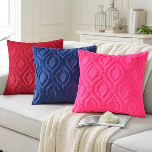 Faux Fur Plush Soft Dark Blue Throw Pillow Covers 26x26 Set of 2 (26" x 26" (Pack of 2) / Dark Blue)
