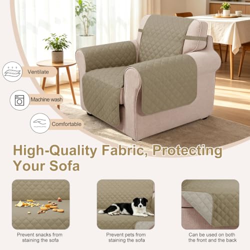 Reversible Recliner Chair Covers (Camel/Beige / 23'' Chair)
