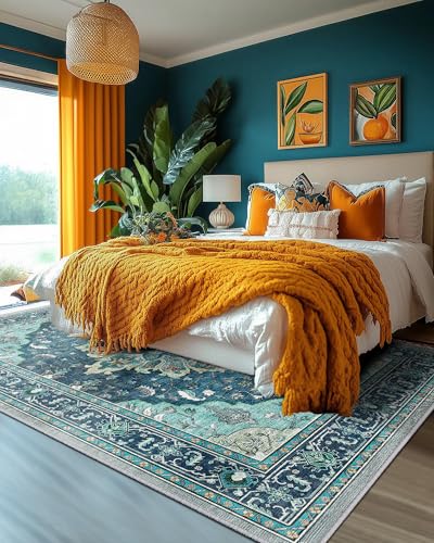 Washable Area Rug (Teal / 6' x 9' (Rectangular))