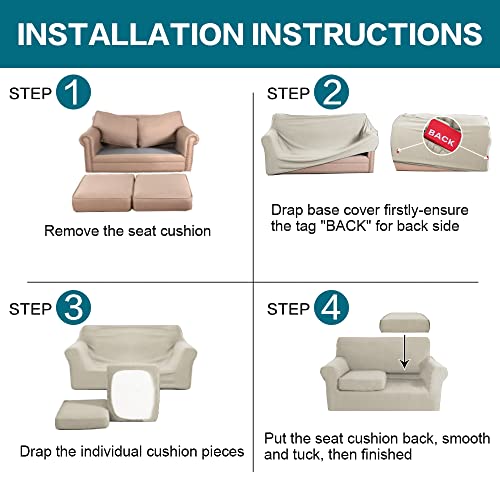3 Piece Sofa Covers for 2 Cushion Couch Sofa Slipcover Soft Couch Cover for Dogs (Loveseat (2 Cushion) / Island Fossi)