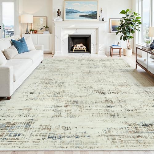 9x12 Washable Area Rug for Living Room Bedroom (Gray White/Blue / 9' x 12' (Rectangular))