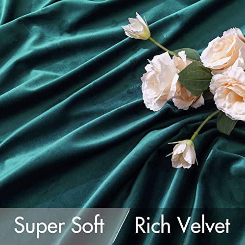 Velvet Blackout Curtains 52x90 inches 2 Panels Emerald Green (Teal Green / 52"W x 90"L (Pack of 2))
