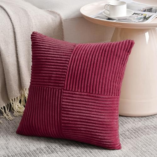 2 Packs Burgundy Red Decorative Throw Pillow Covers 16x16 Inch for Living Room Couch Bed (Burgundy / 16" x 16" (Pack of 2))