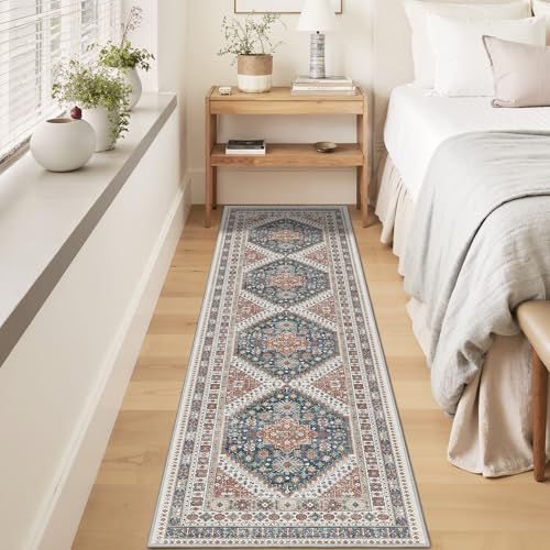Runner Rug 2x8 Runners for Hallways Washable Rugs (Blue / 2' x 8' (Runner))