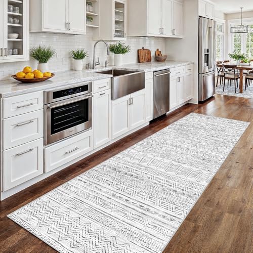 2x8 Runner Rug Washable Moroccan (Grey / 2' x 8')