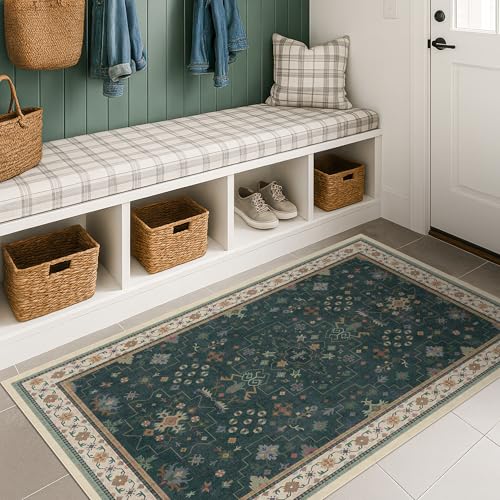 Dark Green Oushak 3x4 Large Entryway Rug (3' x 4' (Rectangular) / Dark Green)