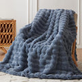 Soft Bubble Faux Fur Throw Blanket (Cationic Dark Blue / 60“x80”)